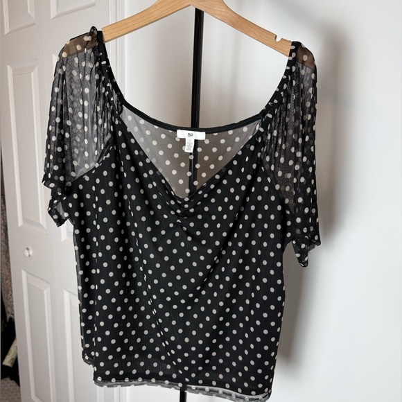 BP Black and White Polka Dot Blouse 2X - Picture 1 of 4